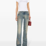 Blumarine White Rhinestone Logo Embellished T Shirt