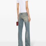 Blumarine White Rhinestone Logo Embellished T Shirt