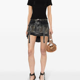 Blumarine Black Rhinestone Logo T Shirt