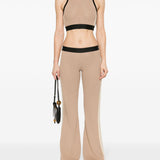 Palm Angels Beige Logo Waistband Trousers