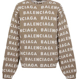 Balenciaga Beige Intarsia Logo Sweater