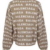 Balenciaga Beige Intarsia Logo Sweater