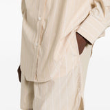 Filippa K Beige Striped Drawstring Shorts