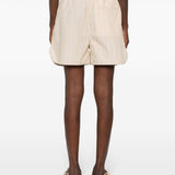 Filippa K Beige Striped Drawstring Shorts