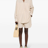 Filippa K Beige Striped Drawstring Shorts