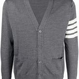 Thom Browne Grey Four Bar Cardigan
