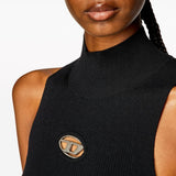 Diesel Black Ribbed Mock Neck Dress