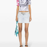 Diesel Light Blue Logo Buckle Skirt
