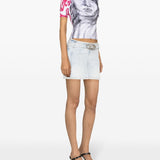 Diesel Light Blue Logo Buckle Skirt