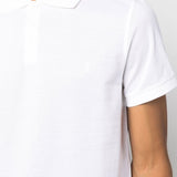 Saint Laurent Cloud White EmbroideredMonogram Piqué Polo