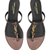 Saint Laurent Cassandre leather thong sandals