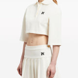 Palm Angels White Monogram Cropped Polo