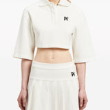 Palm Angels White Monogram Cropped Polo