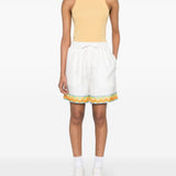 Casablanca White Afro Cubism Print Shorts