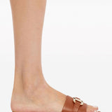 Ferragamo Camel Brown Gancini Slides