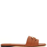 Ferragamo Camel Brown Gancini Slides