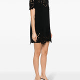 Ermanno Scervino Black Embroidered Cutout Dress