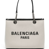 Balenciaga Logo Print Canvas Tote Bag