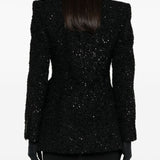 Balenciaga Hourglass tweed-texture padded-shoulder wool-blend blazer