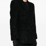 Balenciaga Hourglass tweed-texture padded-shoulder wool-blend blazer