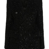 Balenciaga Hourglass tweed-texture padded-shoulder wool-blend blazer