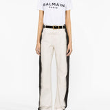 Balmain Black White Logo Print Tee