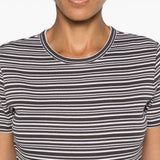Filippa K Brown Striped T-Shirt Round Neck