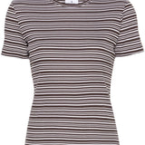 Filippa K Brown Striped T-Shirt Round Neck