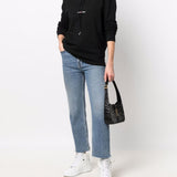 Saint Laurent Black Logo Print Hoodie