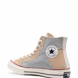Converse Beige Panelled Logo Print Sneakers
