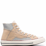 Converse Beige Panelled Logo Print Sneakers