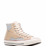 Converse Beige Panelled Logo Print Sneakers