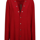 Rick Owens Red Clip Buttons Shirt
