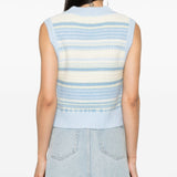 Ganni Signature Midnight Blue Striped Sleeveless Top