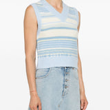 Ganni Signature Midnight Blue Striped Sleeveless Top