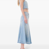Ganni Flared denim skirt