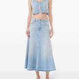 Ganni Flared denim skirt