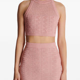 Balmain Pink Labyrinth Monogram Knit Top