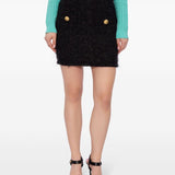 Balmain Black Bouclé High Waisted Miniskirt