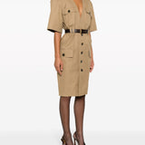 Saint Laurent Beige V Neck Dress