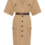 Saint Laurent Beige V Neck Dress