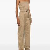 Saint Laurent strapless belted cotton jumpsuit