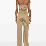 Saint Laurent Sesame Beige Strapless Jumpsuit