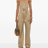 Saint Laurent Sesame Beige Strapless Jumpsuit