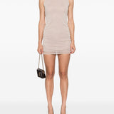Saint Laurent Beige Ruffled Short Dress