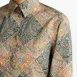 Etro Green Patchwork Long Sleeve Shirt