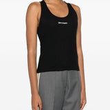 Palm Angels Black Embroidered Tank Top