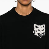 Maison Kitsune Black Crew Neck Sweater