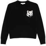 Maison Kitsune Black Crew Neck Sweater
