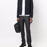 Emporio Armani Navy blue feather down padded logo-patch jacket